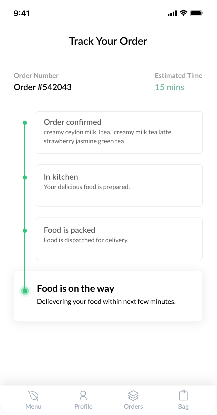 clounote ordering food detail screen